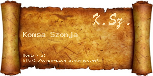 Komsa Szonja névjegykártya